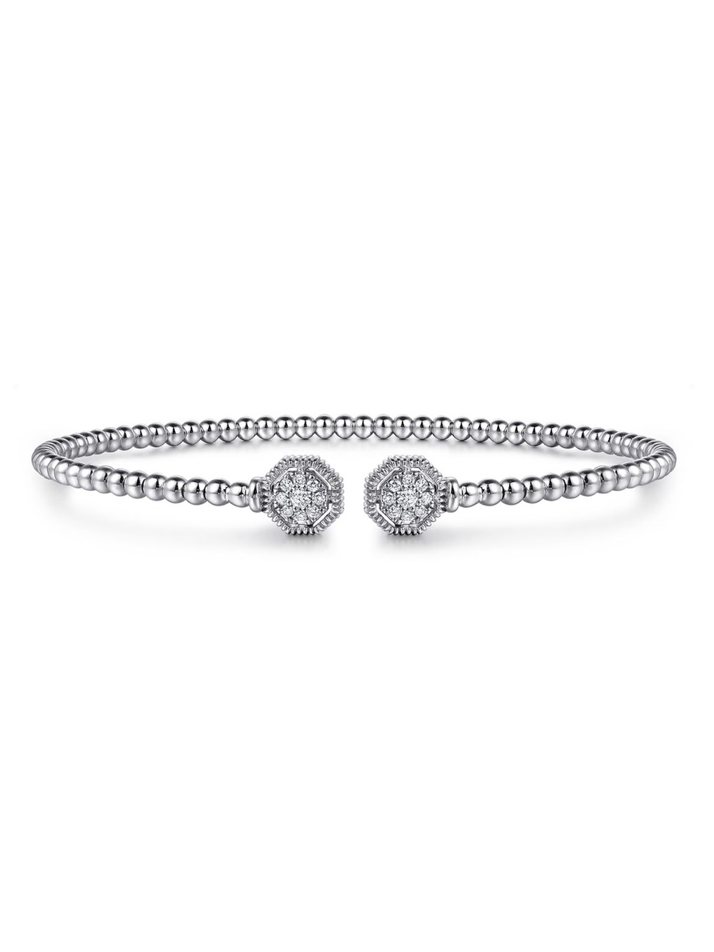 Gabriel & Co. 14K White Gold Bujukan Diamond Hexagon Split Bangle, 0.10ctw